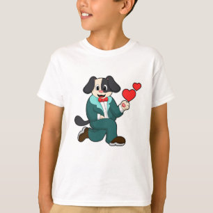 T-shirt Chien en chambre avec costume et Cravate