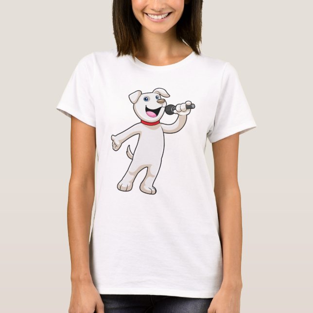 T-shirt Chien en chantant avec microphone (Devant)