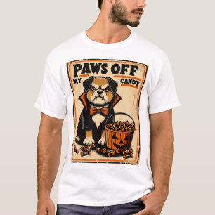T-shirt Chien en costume de vampire gardant des bonbons d'