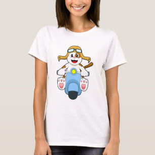 T-shirt Chien en motard avec scooter.PNG