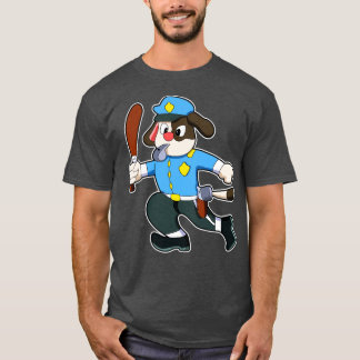 T-shirt Chien en policier avec Bâton Police