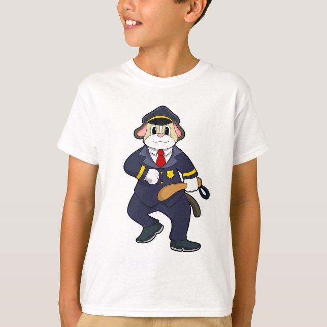 T-shirt Chien en policier avec uniforme de police (Devant)