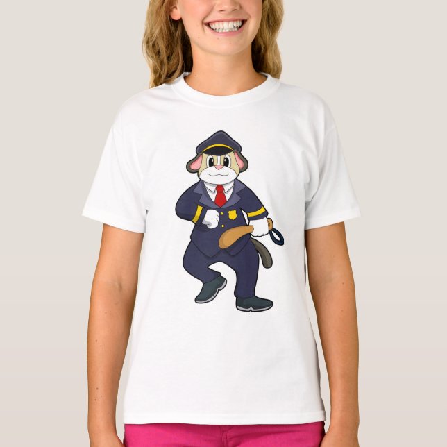 T-shirt Chien en policier avec uniforme de police (Devant)