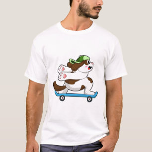 T-shirt Chien en Skate avec Skateboard