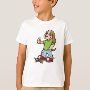 T-shirt Chien en Skate avec Skateboard