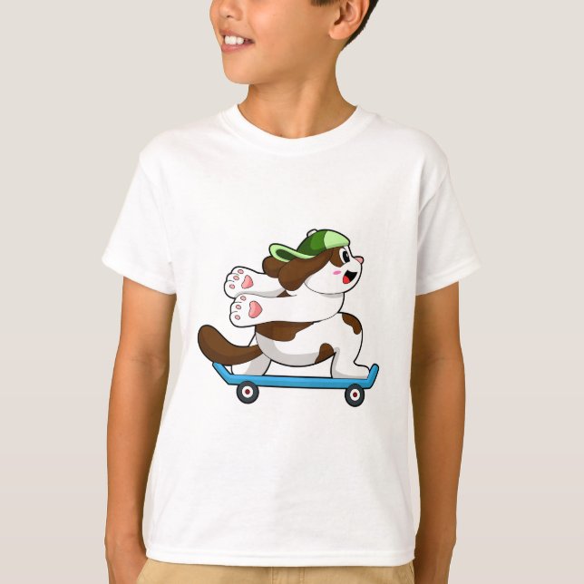 T-shirt Chien en Skate avec Skateboard (Devant)