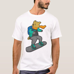 T-shirt Chien en Snowboardeur avec Snowboard & Backpack
