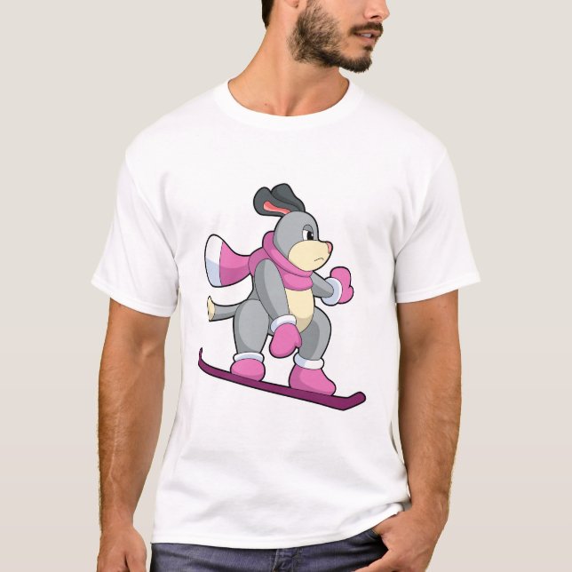 T-shirt Chien en Snowboardeur avec Sonowboard (Devant)