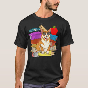 T-shirt Chien Enfants École Lunettes de soleil Cute Corgi