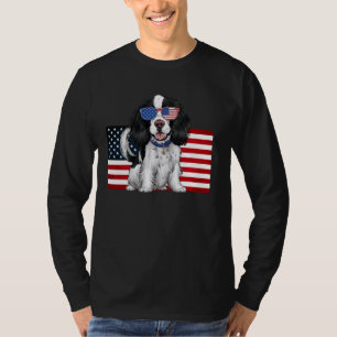 T-shirt Chien espagnol Springer anglais avec drapeau améri