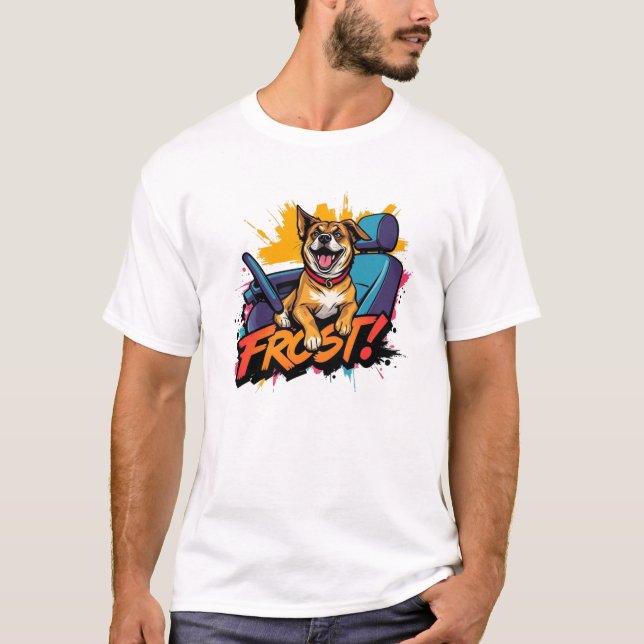 T-shirt Chien Essayant De Faire Partie Du Siège Avant Conv (Devant)