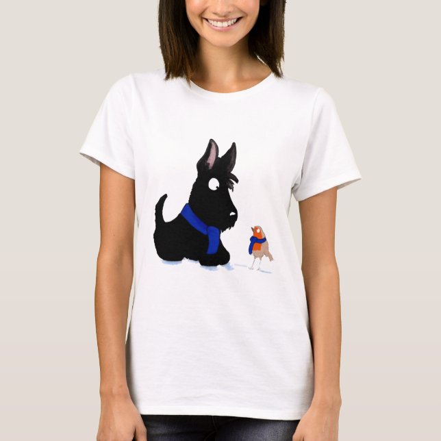 T-shirt Chien et Robin de Scottie (Devant)