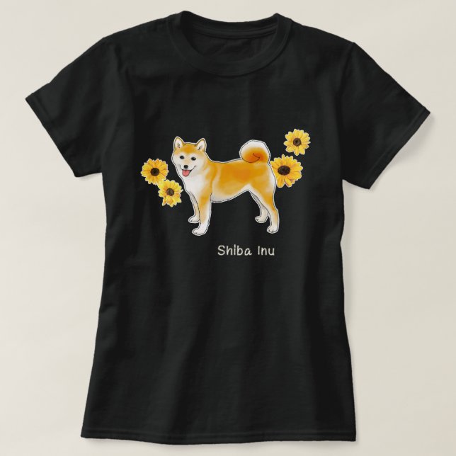 T-shirt Chien et tournesols Shiba Inu (Design devant)