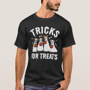 T-shirt Chien Fantôme Tricoter Ou Traiter Halloween Saison