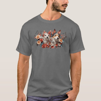 T-shirt chien Flowers drôle cadeau