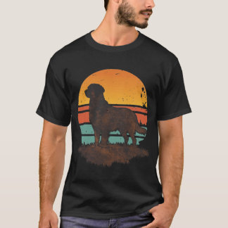 T-shirt Chien Golden Retriever Rétro Vintage Années 70 Cou