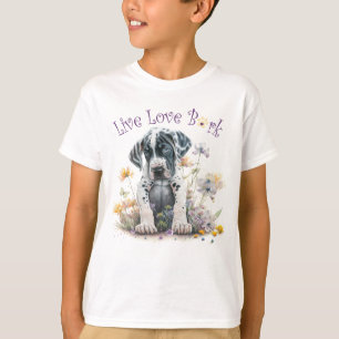 T-shirt Chien Great Dane Floral Mignon