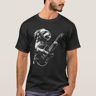 T-shirt Chien Guitariste Guitare Cavapoo Papa Maman