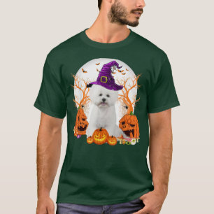 T-shirt Chien Halloween Bichon Frise Chien Jack-o'-lantern