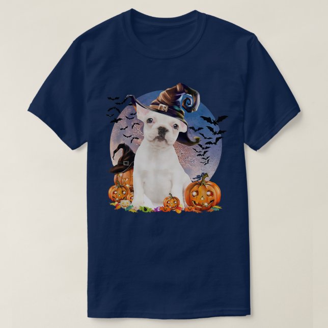 T-shirt Chien Halloween Chien de Chien de France Jack-o'-l (Design devant)