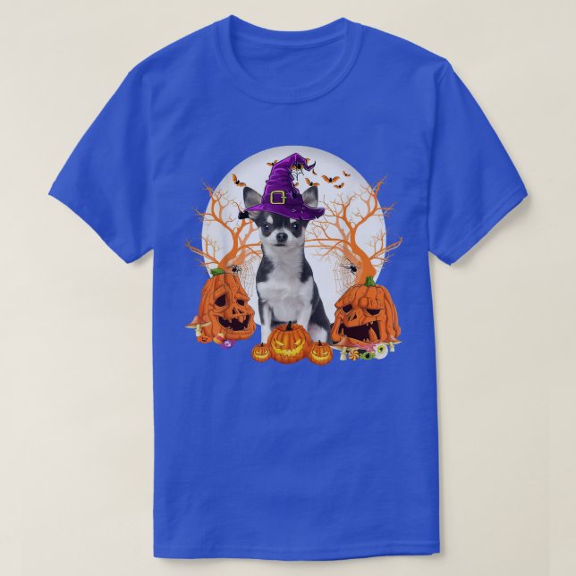 T-shirt Chien Halloween Chihuahua Chien Jack-o'-lantern Ci (Design devant)
