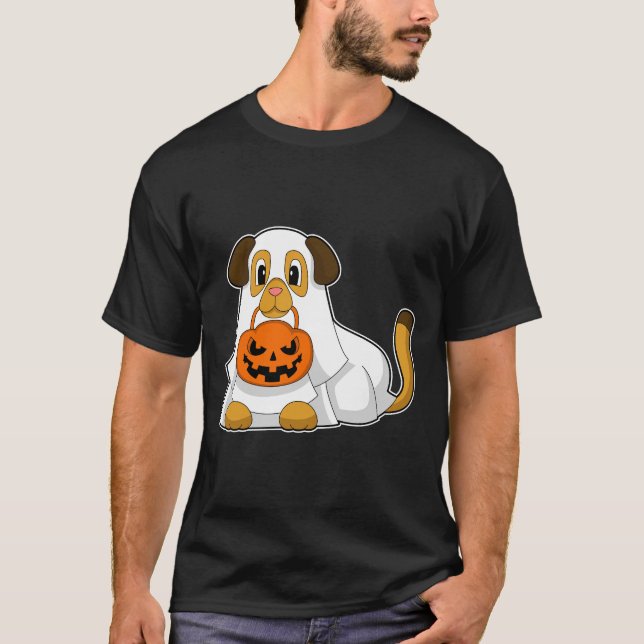 T-shirt Chien Halloween Citrouille (Devant)