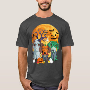 T-shirt Chien Halloween Dachshund Zombie Jack-o'-lantern P