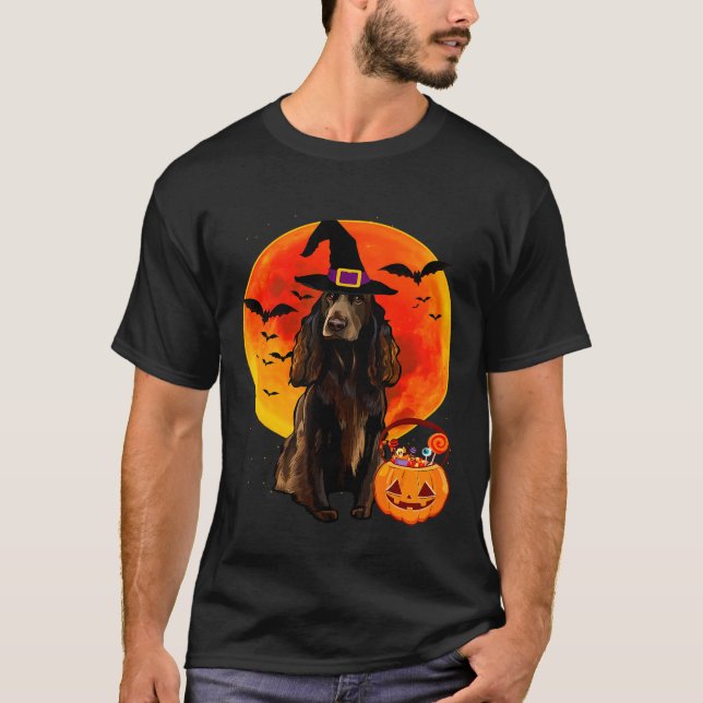 T-shirt Chien Halloween Field Spanien Jack-o'-lantern Citr (Devant)