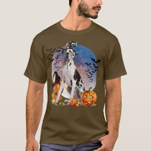 T-shirt Chien Halloween Great Dane Jack-o'-lantern Citroui