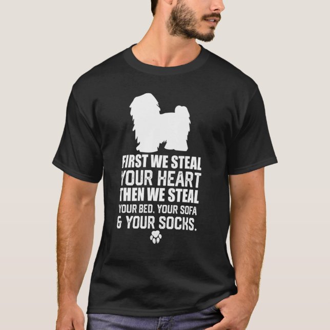 T-shirt Chien havanais vole votre cœur vole votre lit cana (Devant)