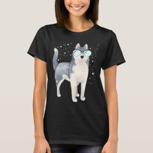 T-shirt Chien Husky Avec Lunettes De Vent