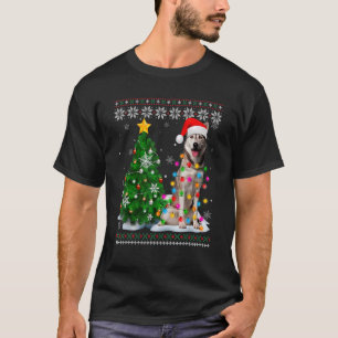 T-shirt Chien Husky Sibérien moche Santa Hat Christmas Tre