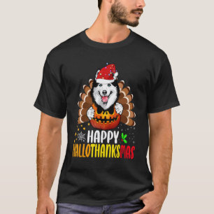 T-shirt Chien Husky Thanksgiving Joyeux Hallothanksmas