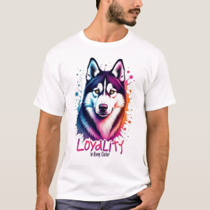T-shirt Chien Husky Vibrant