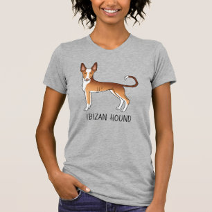 T-shirt Chien Ibizan Hound à poil lisse rouge et blanc ave