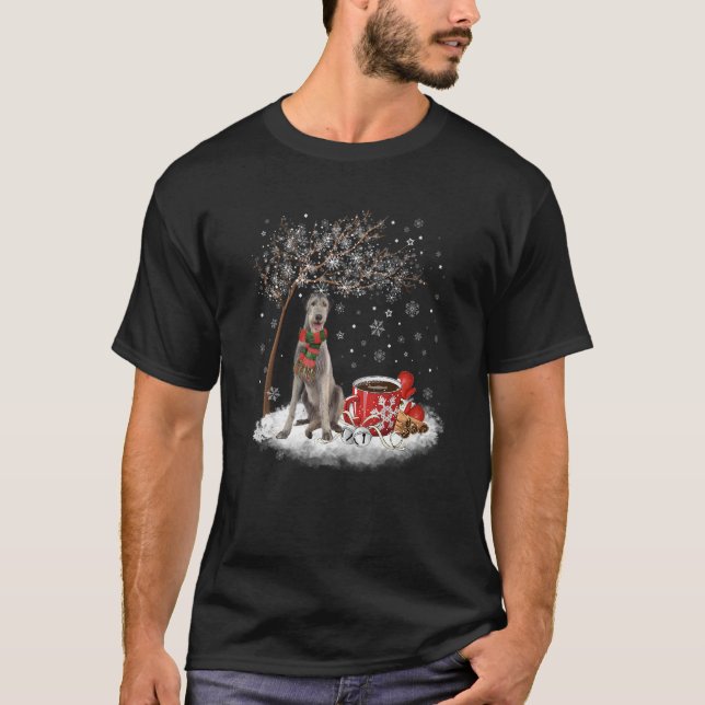 T-shirt Chien Irlandais Wolfhound Dans La Neige Noël Hiver (Devant)