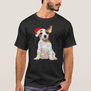 T-shirt Chien Jack Russell Santa Noël Arbre Lumineux Xmas 