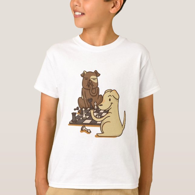 T-shirt Chien jouant aux échecs (Devant)