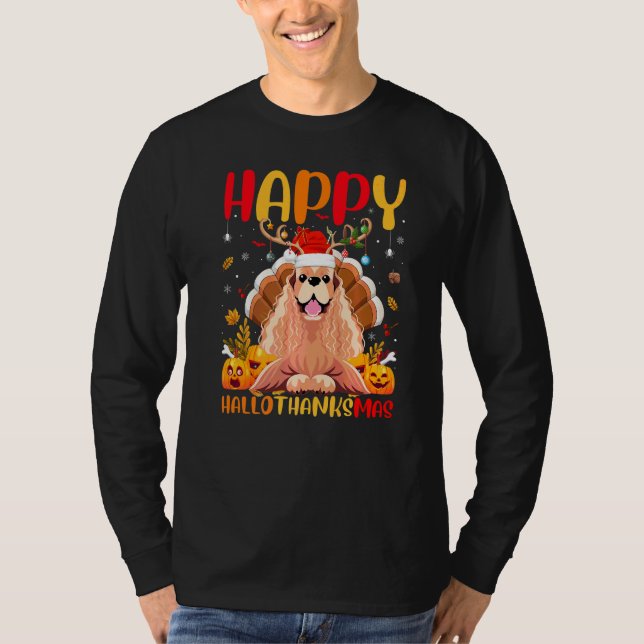 T-shirt Chien  Joyeux Cocker Spaniel Chien Hellothanksmas (Devant)