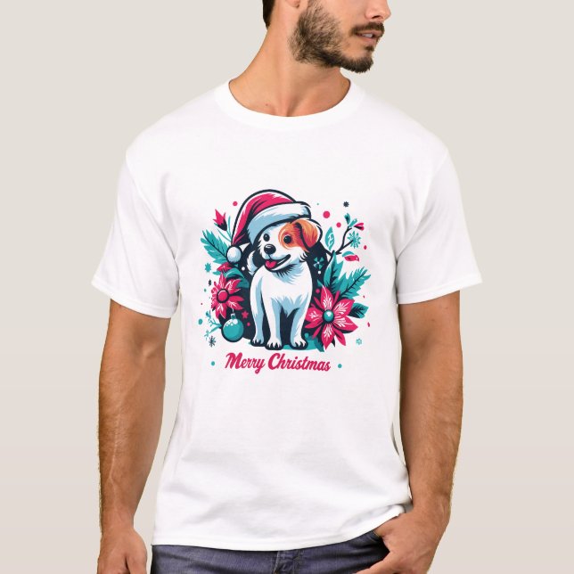 T-shirt Chien Joyeux Noël (Devant)