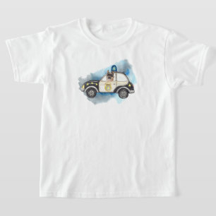 T-shirt Chien K-9 mignon chevauchant une voiture de police