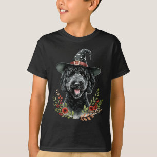 T-shirt Chien Labradoodle noir Halloween aquarelle