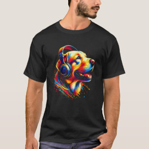 T-shirt Chien Labrador Retriever Cool Casque Audio Art Mus