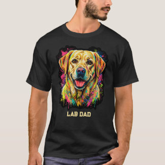 T-shirt Chien Labrador Retriever Jaune Coloré Lab Papa