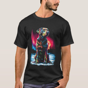 T-shirt Chien Labrador Retriever mignon Aurore Boréale Hiv