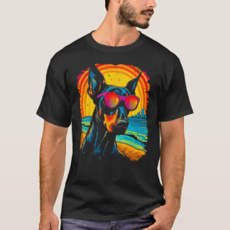T-shirt Chien Lunettes de soleil Doberman Pinscher Cool