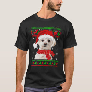 T-shirt Chien maltais Douille moche Noël Amoureux des chie