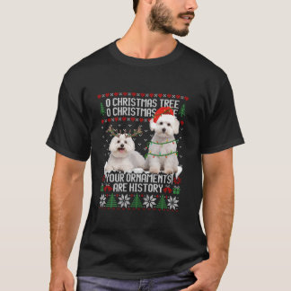 T-shirt Chien maltais Noël Lumières arbre de Noël Amoureux