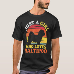 T-shirt Chien Maltipoo Vintage Juste Une Fille Qui Aime M
