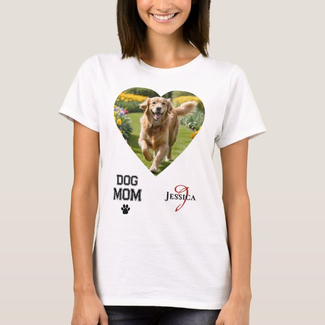 T-shirt Chien Maman Coeur en forme de coeur Photos Monogra (Devant)